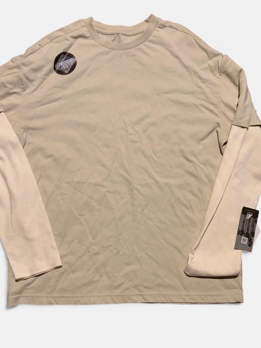 Men's Long Sleeve Layered Tee - Light Beige
